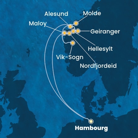 Itinéraire de votre croisière Croisière Norvège  