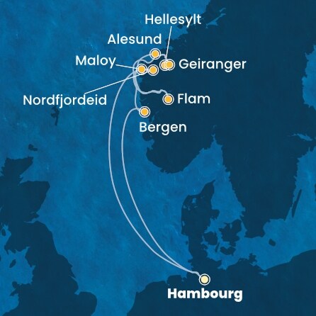 Itinéraire de votre croisière Croisière Norvège  