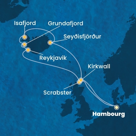 Itinéraire de votre croisière Croisière Islande  