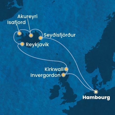Itinéraire de votre croisière Croisière Islande  