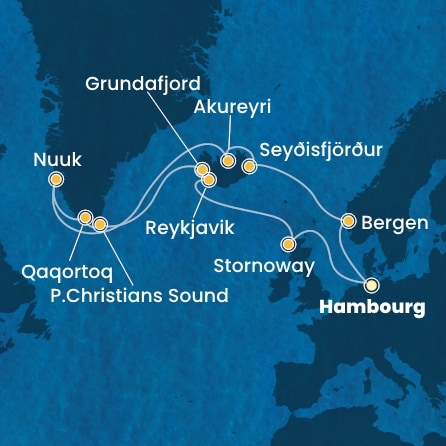 Itinéraire de votre croisière Croisière Groenland  