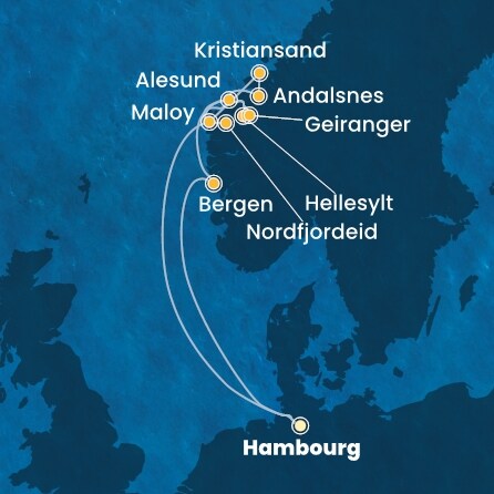 Itinéraire de votre croisière Croisière Norvège  