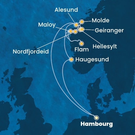 Itinéraire de votre croisière Croisière Norvège  