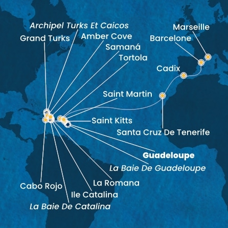 Itinéraire de votre croisière Croisière Transatlantique  