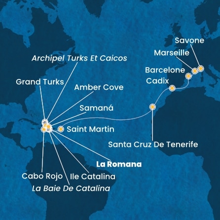 Itinéraire de votre croisière Croisière Transatlantique  