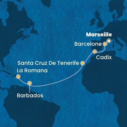 Itinéraire de votre croisière Croisière Transatlantique  