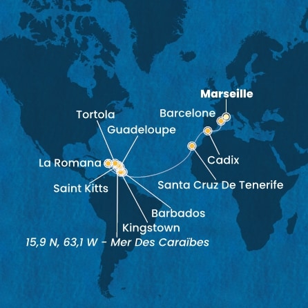 Itinéraire de votre croisière Croisière Transatlantique  