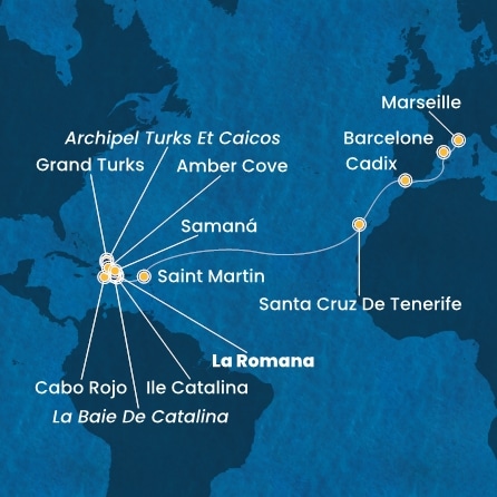 Itinéraire de votre croisière Croisière Transatlantique  