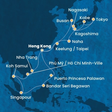 Itinéraire de votre croisière Croisière Asie  