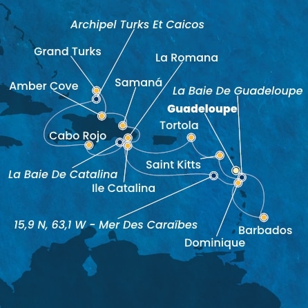 Itinéraire de votre croisière Croisière Caraïbes  Antilles  