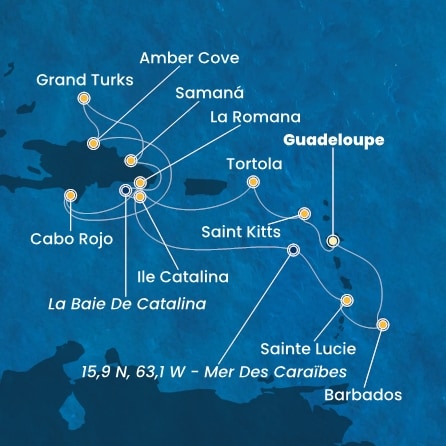 Itinéraire de votre croisière Croisière Caraïbes  Antilles  