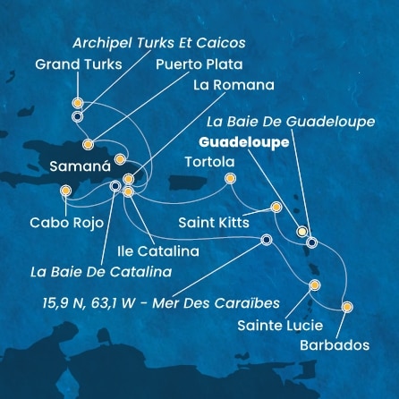 Itinéraire de votre croisière Croisière Caraïbes  Antilles  