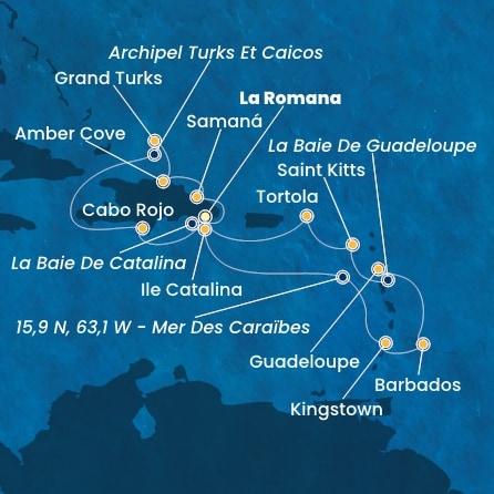 Itinéraire de votre croisière Croisière Caraïbes  Antilles  