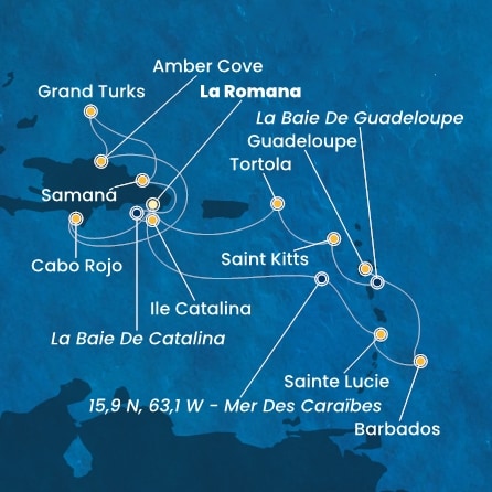 Itinéraire de votre croisière Croisière Caraïbes  Antilles  