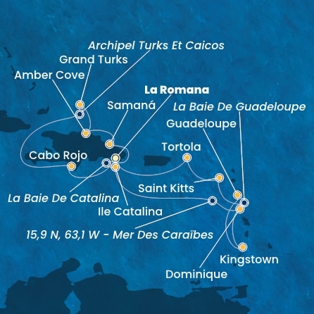 Itinéraire de votre croisière Croisière Caraïbes  Antilles  