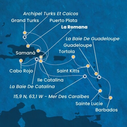 Itinéraire de votre croisière Croisière Caraïbes  Antilles  