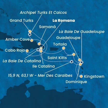 Itinéraire de votre croisière Croisière Caraïbes  Antilles  