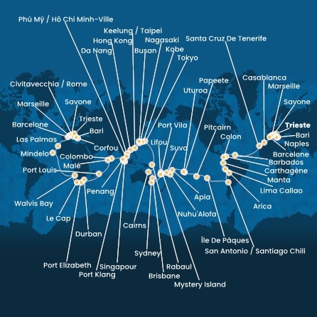 Itinéraire de votre croisière Croisière Tour du monde  