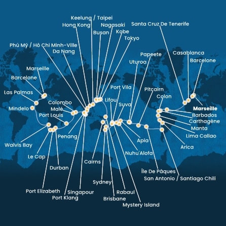 Itinéraire de votre croisière Croisière Tour du monde  