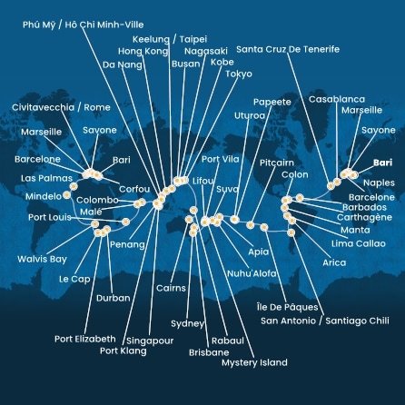 Itinéraire de votre croisière Croisière Tour du monde  