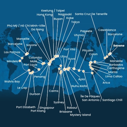 Itinéraire de votre croisière Croisière Tour du monde  