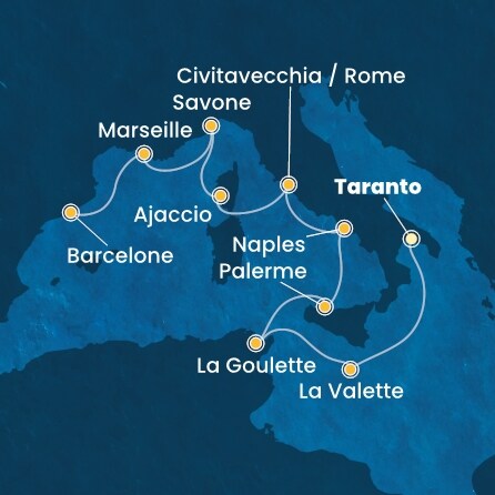 Itinéraire de votre croisière Croisière Méditerranée  