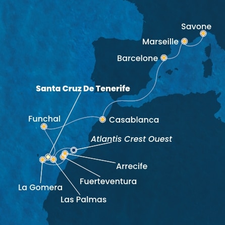 Itinéraire de votre croisière Croisière Canaries  