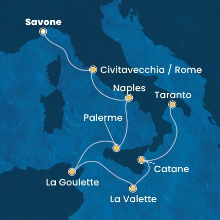 Itinéraire de votre croisière Croisière Méditerranée  