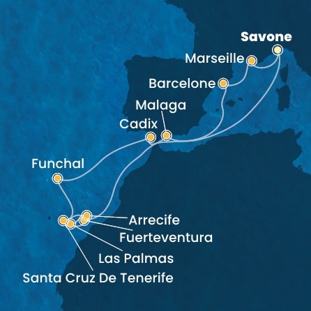 Itinéraire de votre croisière Croisière Canaries  
