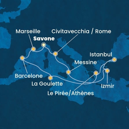 Itinéraire de votre croisière Croisière Méditerranée  