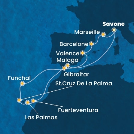 Itinéraire de votre croisière Croisière Canaries  