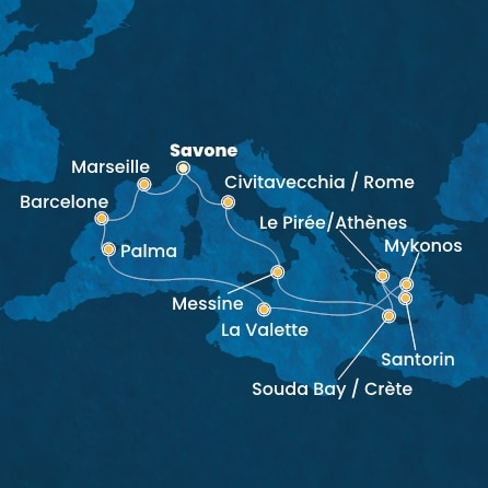 Itinéraire de votre croisière Croisière Méditerranée  