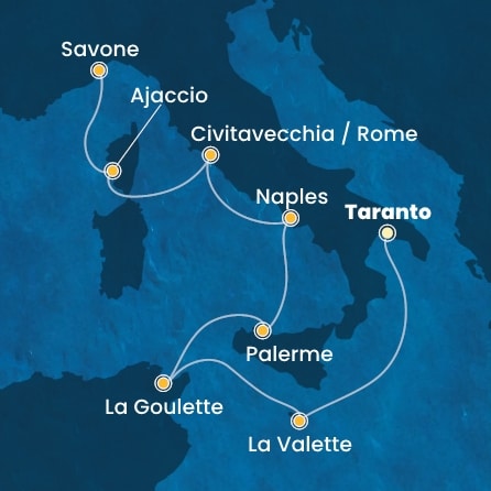 Itinéraire de votre croisière Croisière Méditerranée  