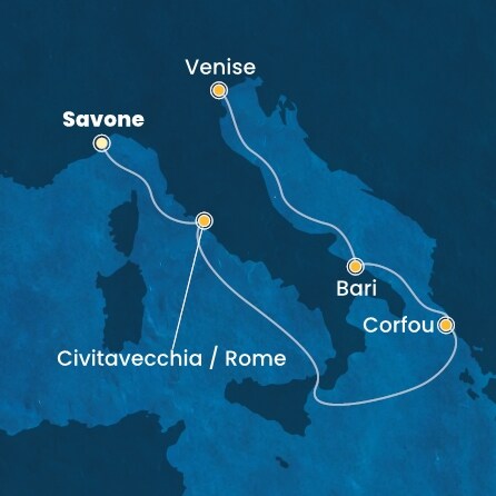 Itinéraire de votre croisière Croisière Méditerranée  