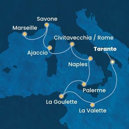 Itinéraire de votre croisière Croisière Méditerranée  