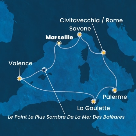 Itinéraire de votre croisière Croisière Méditerranée  