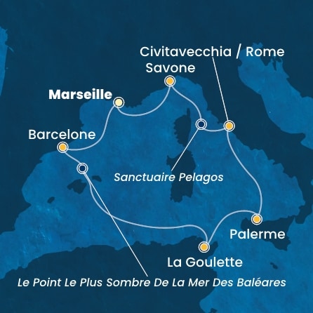 Itinéraire de votre croisière Croisière Méditerranée  