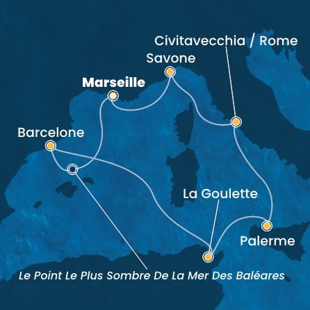 Itinéraire de votre croisière Croisière Méditerranée  