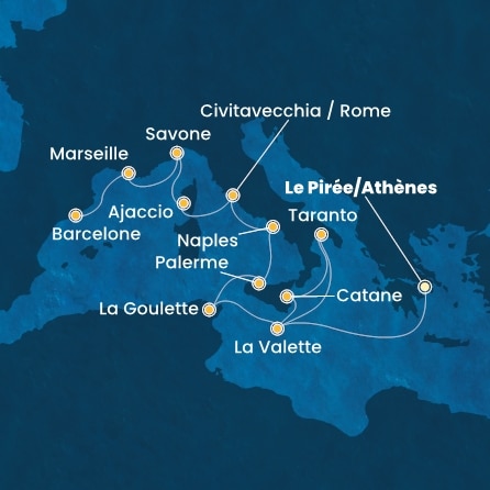 Itinéraire de votre croisière Croisière Méditerranée  