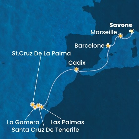 Itinéraire de votre croisière Croisière Canaries  