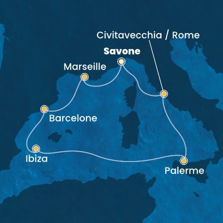 Itinéraire de votre croisière Croisière Méditerranée  