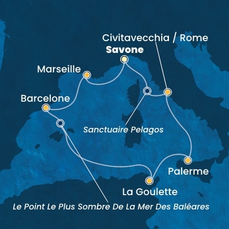 Itinéraire de votre croisière Croisière Méditerranée  