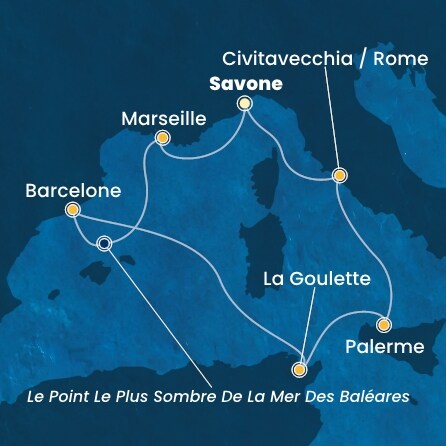 Itinéraire de votre croisière Croisière Méditerranée  