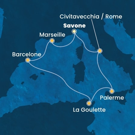 Itinéraire de votre croisière Croisière Méditerranée  