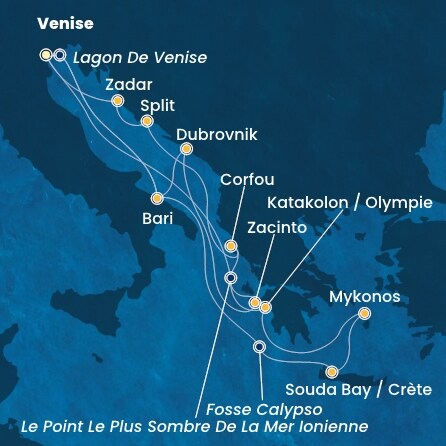 Itinéraire de votre croisière Croisière Iles grecques  