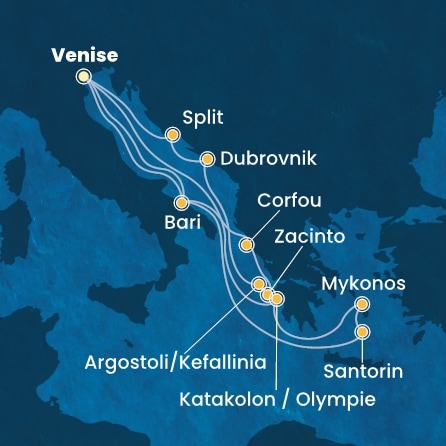 Itinéraire de votre croisière Croisière Iles grecques  