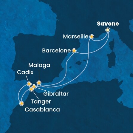 Itinéraire de votre croisière Croisière Méditerranée  