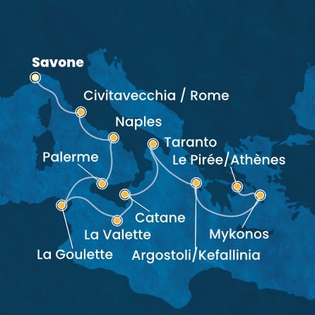 Itinéraire de votre croisière Croisière Méditerranée  
