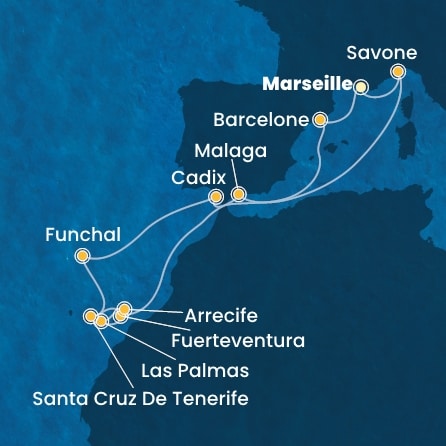 Itinéraire de votre croisière Croisière Canaries  