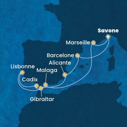 Itinéraire de votre croisière Croisière Méditerranée  